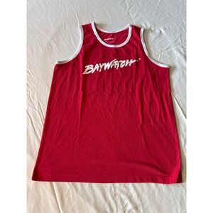 Baywatch Tank Top Mens Large Red‎ Excellent Malibu Beach Patrol Ringer Graphic
